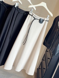 秋冬女装高腰毛呢半身裙宽松显瘦a字垂坠感中长裙打底纯色下装