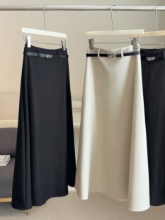 通勤气质西装半身裙女春夏高腰垂坠感a字遮胯显瘦中长裙纯色下装