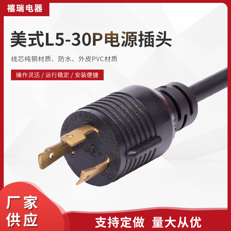 美标房车发电机干燥机电源线带锁系列L5-30延长线转换插头