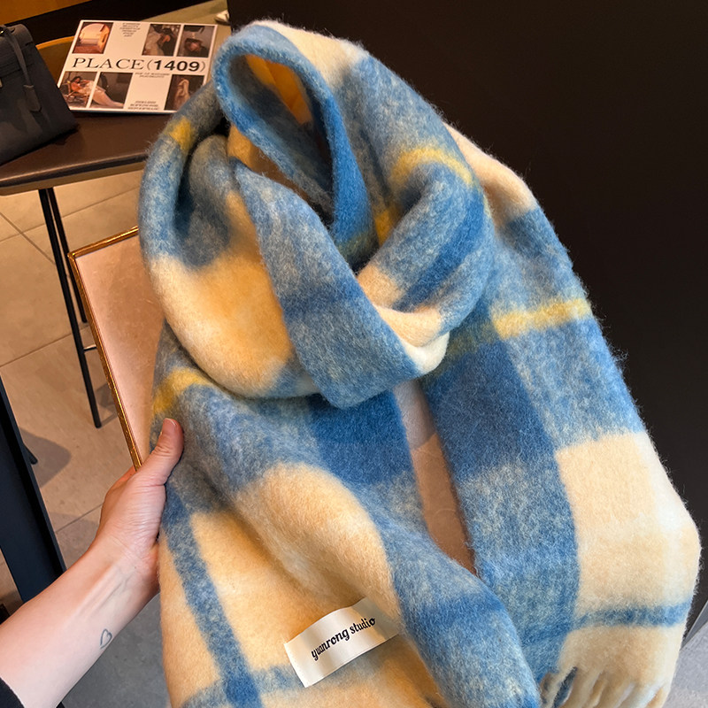 披肩女冬季百搭洋气黄油拼色格子澳洲羊毛混纺大围巾保暖加厚围脖,服饰配件/皮带/帽子/围巾,围巾/丝巾/披肩,淘宝优惠券,粉丝福利购,淘宝优惠卷