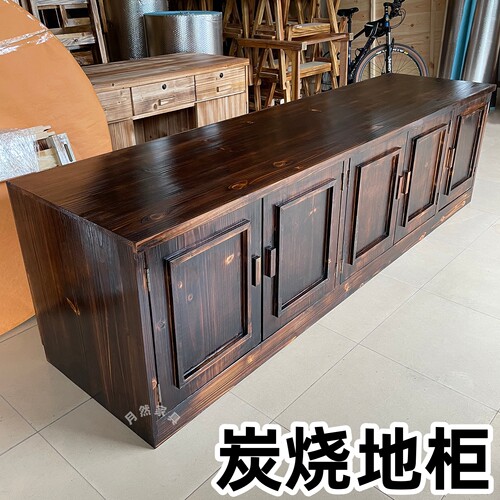 复古炭烧杉地柜火锅店饭店餐边柜