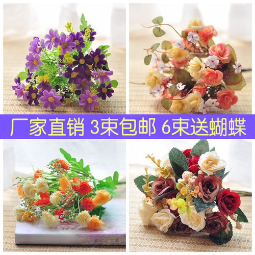 单支仿真花束玫瑰假花布艺装饰