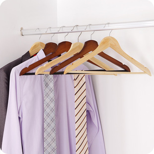 Q实木防滑无痕衣架成人家用高档原木西服晾衣架收纳