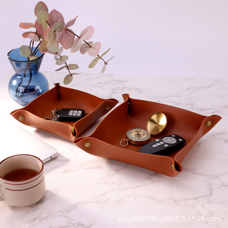 北欧风皮革收纳盒玄关桌面钥匙收