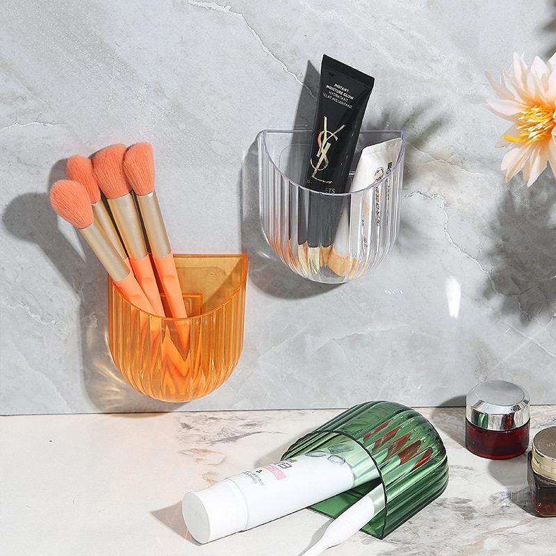 免打孔墙上置物架宿舍床头遥控器手机收纳盒透明收纳架壁挂储物盒