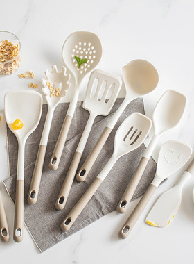 全包硅胶厨房厨具10件套耐高温烹饪铲勺套装Kitchen Utensil
