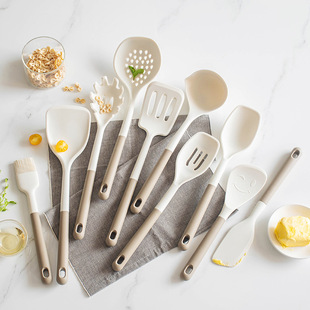 全包硅胶厨房厨具10件套耐高温烹饪铲勺套装Kitchen Utensil