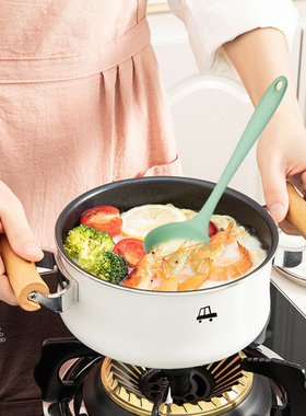 厨房用品FDA 小号硅胶铲烹饪一体式硅胶汤勺粥勺