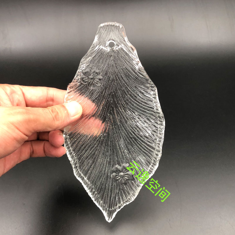 柳叶梅花树叶吊灯灯具挂片玻璃diy改造20厘米透明法欧式玻璃灯罩