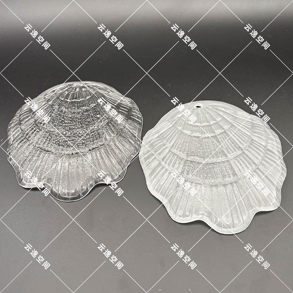 灯罩沙白现代吊灯灯具灯饰玻璃磨砂贝壳透明海贝条纹挂片外罩外壳