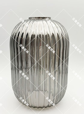 灯罩中式14*20灰色玻璃电镀条纹烟花E27竖纹灯笼吊灯灯具外罩外壳