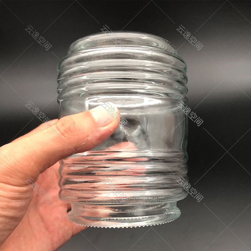 灯罩玻璃罐子柱形卡口竹节小罐透明条纹吊灯灯具灯饰玻璃灯罩外壳