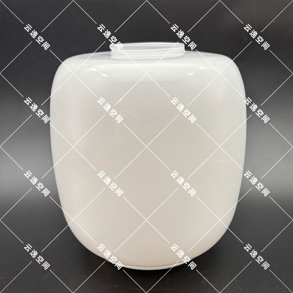 灯罩亮白坛子腰鼓14*15厘米白色E27中式金边吊灯灯具灯饰外罩外壳