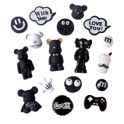 洞洞鞋配饰高级感鞋花鞋扣黑色磨砂可爱diy装饰扣儿童成人crocs