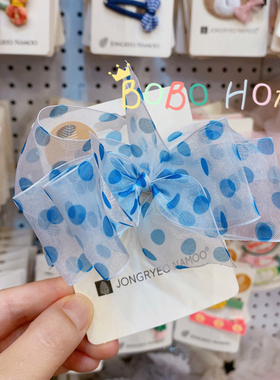 韩国palmtree儿童发饰 网纱波点蝴蝶结发带 女童甜美小清新侧边夹