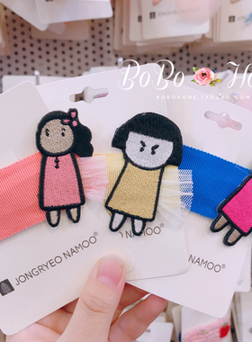 韩国palmtree儿童发饰 水果布艺蝴蝶结女孩发夹可爱bb夹子 女边夹