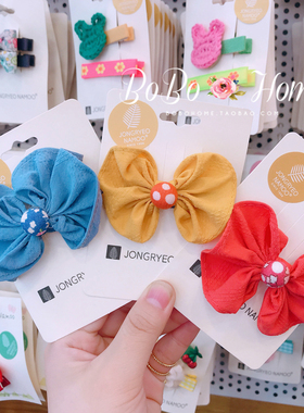 韩国进口Palmtree儿童发饰简约百搭蝴蝶结发夹女童可爱鸭嘴夹头饰