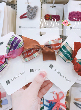 韩国进口Palmtree蕾丝网纱蝴蝶结发夹可爱公主宝宝头饰发卡头花