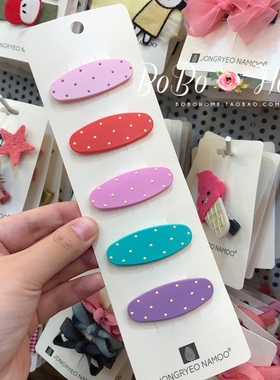韩国进口palmtree儿童发饰 彩色波点女童bb夹 可爱刘海夹子发卡