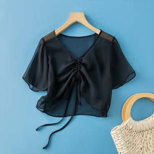 真丝舞蹈服夏季 白色上衣小坎肩女童练功服演出服 披肩桑蚕丝罩衫