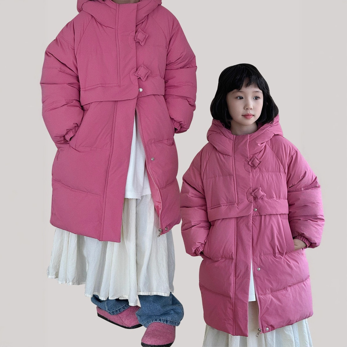 中长款羽绒服反季清仓男女童丝绒外套秋冬韩版休闲保暖童装冬款潮