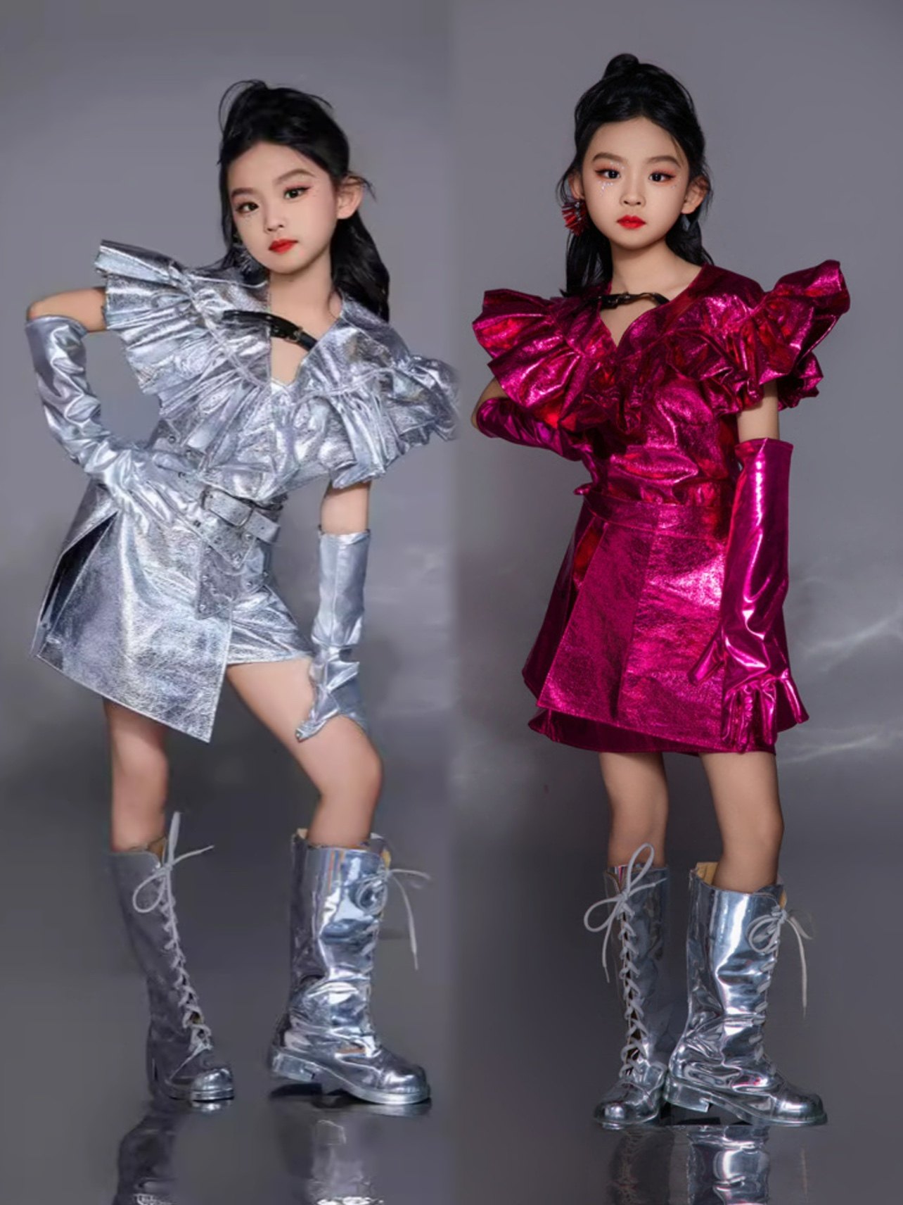 2024新款皮格套装宇宙科技女童走秀礼服酷潮T台模特大赛演出服装