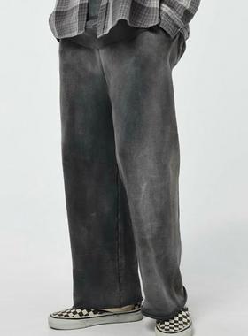 BOW WOW HARD AGEING HOODIE卫裤重磅水洗黑做旧日系扎染运动裤男