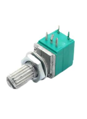 RV097NS单联带开关电位器B10K花柄15mm绿色密封音响功放调音量5脚