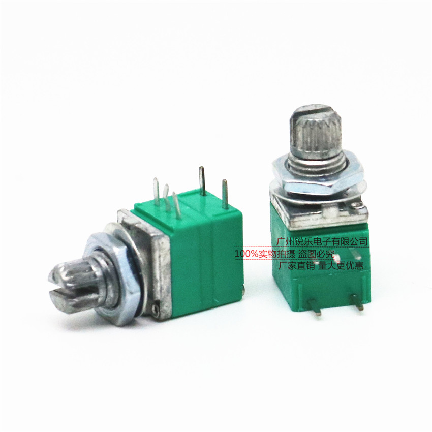 单联电位器 RV097NS B10K 花柄10mm 5脚带开关 音响 功放调节器