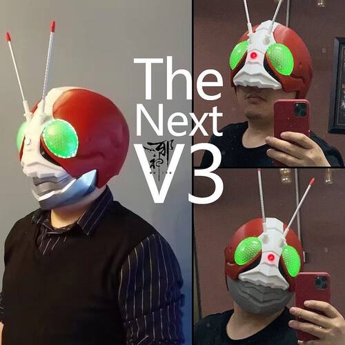 徦面骑士 The next V3 头盔 3d打印表演道具炫酷万圣节蓝胖子小丑