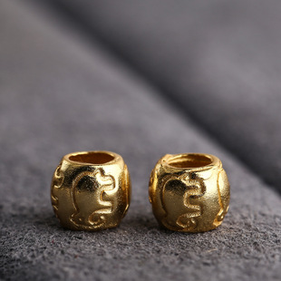 S925银象神隔珠桶珠银镀金古法金diy隔片手工串珠国风饰品配件