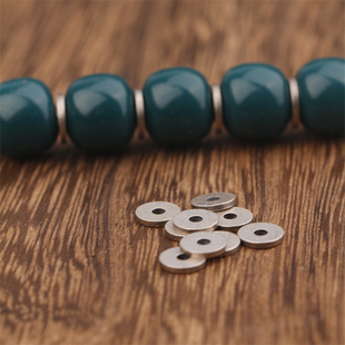 S925纯银隔片文玩星月百香籽凤眼金刚菩提陨石锤纹银隔片垫片配件