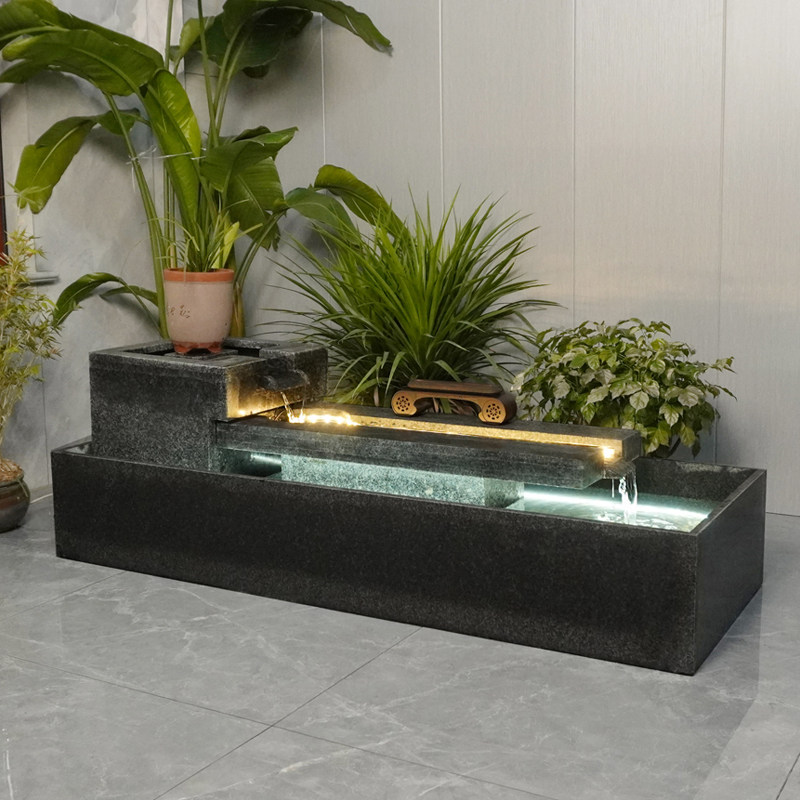 瀑布叠水庭院小型水景花园别墅景观循环流水摆件流水喷泉阳台摆件