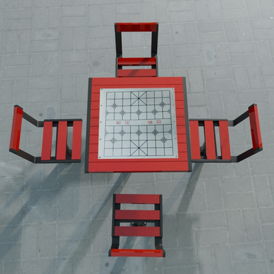 户外防腐木桌椅组合可定制实木桌面不锈钢棋盘一桌四椅公园桌椅