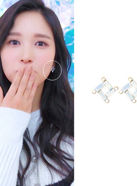 特价现货YoungWon正品TWICE名井南MINA同款粉白水晶珍珠耳环简单