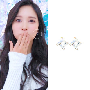 特价现货YoungWon正品TWICE名井南MINA同款粉白水晶珍珠耳环简单