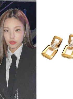 现货YoungWon正品黑暗荣耀林智妍ITZY黄礼志同款水晶合金耳环防敏