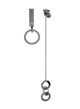 特价现货YoungWon韩国正品韩剧简约水晶细链不对称金银耳环925银