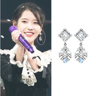 特价现货YoungWon IVE安宥真IU李知恩TWICE多贤同款白蓝水晶耳环