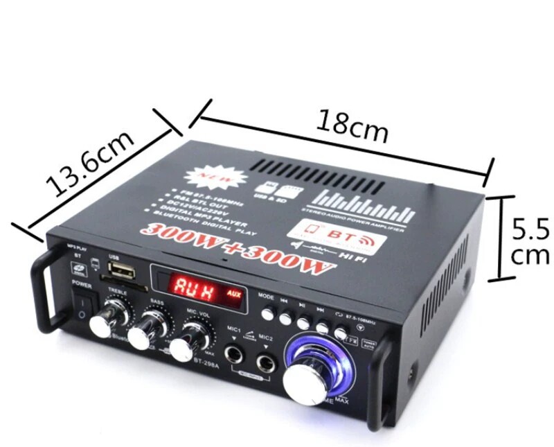 迷你小型功放机音箱功率放大插卡U盘收音直流12伏220V蓝牙功放