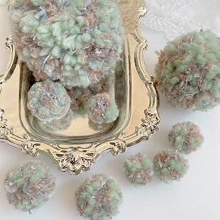 大地色油画风辅料可爱娃头毛线球饰品包挂配件DIY大小手工毛绒球