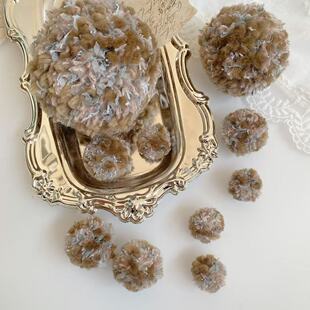 大地色油画风辅料可爱娃头毛线球饰品包挂配件DIY大小手工毛绒球