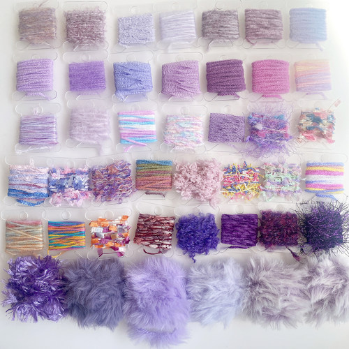 紫色系手混线小样藏族脏鞭发绳文玩头饰原创辅料DIY配件迷你线板
