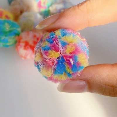 多巴胺配色原创球辅料手混线网纱毛球绒球DIY饰品配件手工毛线球
