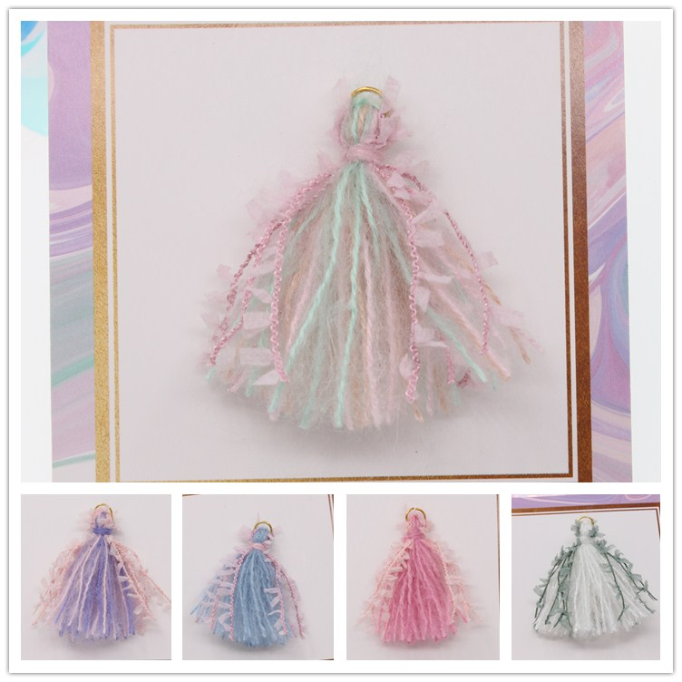 DIY耳环耳钉泫雅编织配件毛线流苏吊穗子手工毛线流苏可爱热荐51#