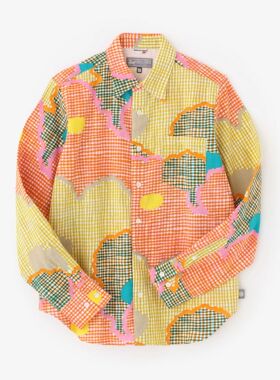 sousou日本代购Yousou男女长袖全棉高島縮翻领经典印花衬衫多彩