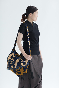 SOUSOU布袋真正日本京都制设计师帆布斜跨肩包背包软包 怒濤