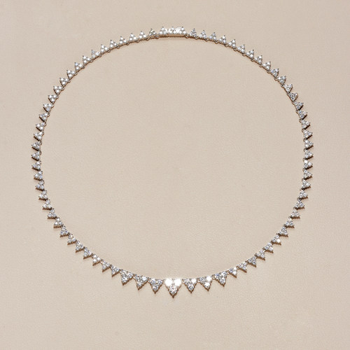 AHCHOO 高奢重工火彩爆闪满镶莫桑钻渐变项链小众网球链锁骨颈链