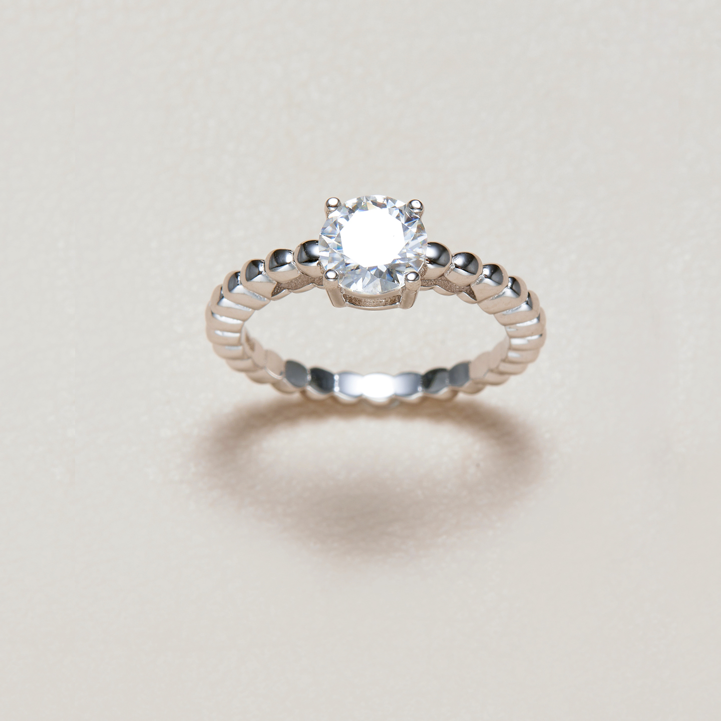 AHCHOO 静奢1克拉小方糖莫桑石戒指小众设计高级感S925银指环女