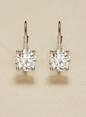 AHCHOO 静奢通勤简约1克拉小气泡莫桑石耳环高级感S925银耳饰女